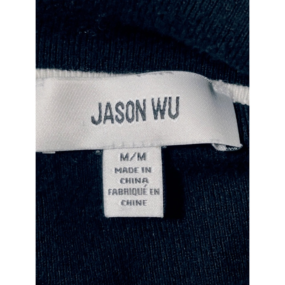 Jason Wu Black Knit Preppy Nautical Top Size M Pearl Trim Classic Minimalist - Picture 8 of 8
